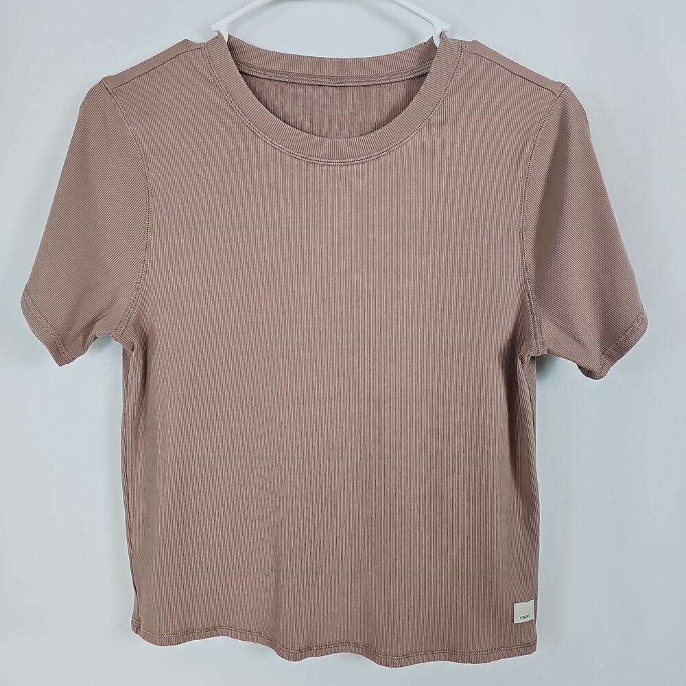 Vuori Pose Fitted Tee Espresso Brown Ribbed Size XL